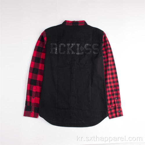 긴팔 Fleeece 조인 재킷 체크 무늬 따뜻한 셔츠